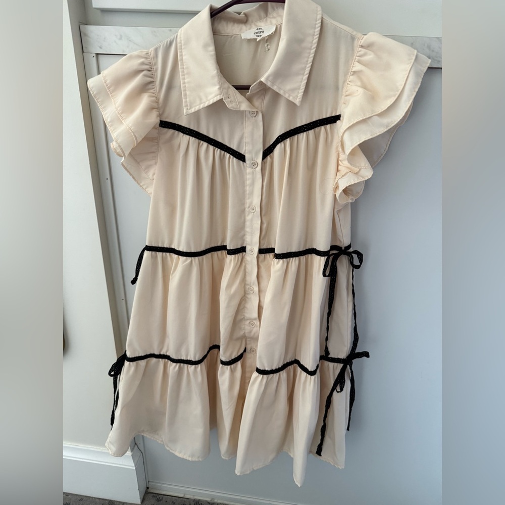 entro cream dress with bows